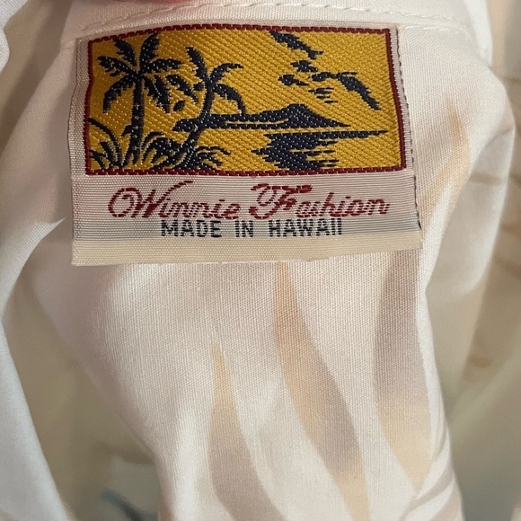 Winnie Fashion Fern White Cotton Men's Hawaiian Shirt - Picture 2 of 4